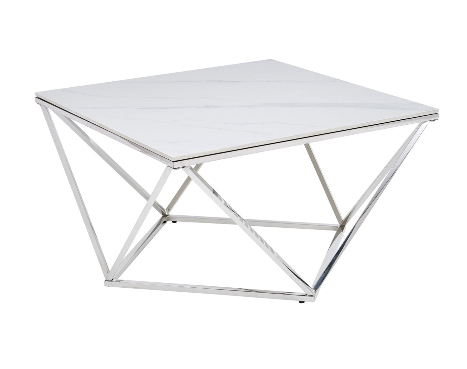 Alfeo Sintered Stone White Coffee Table With Chrome Leg 3694