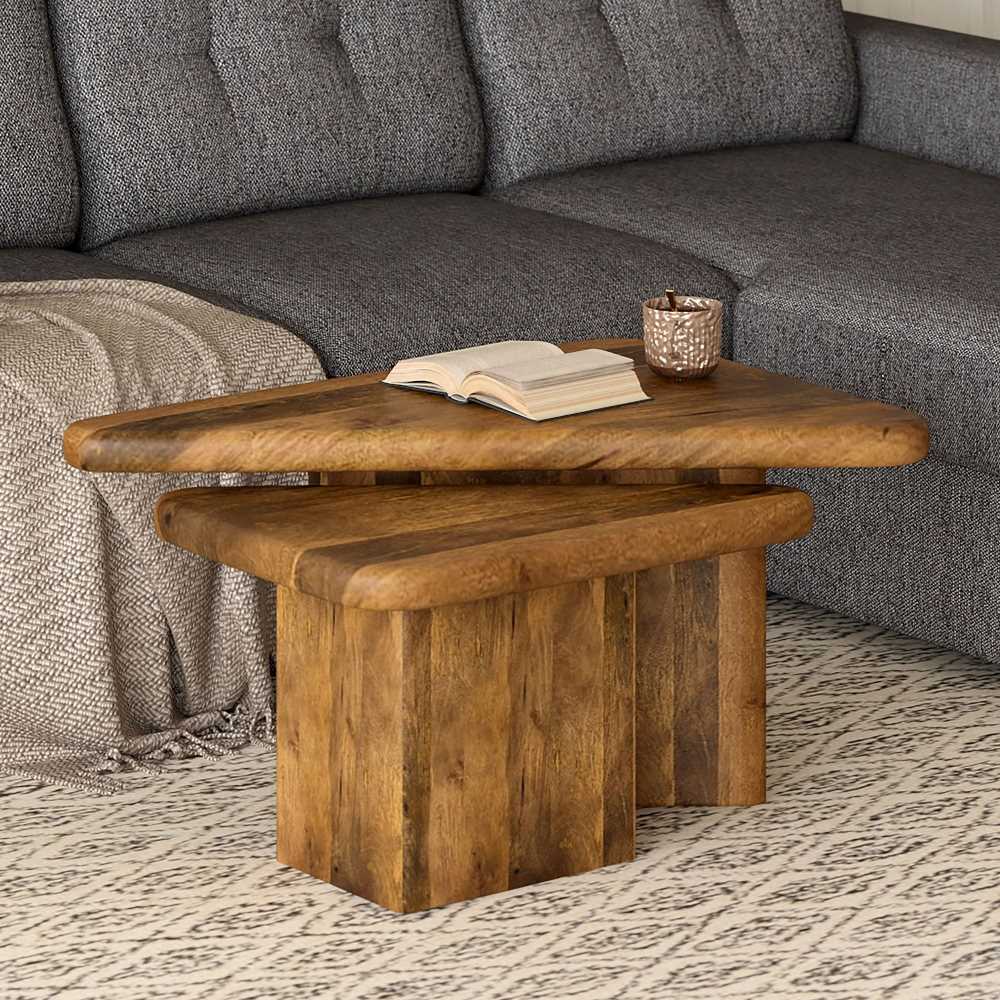 Draco 2pc Coffee Table Set Walnut 303-155WAL