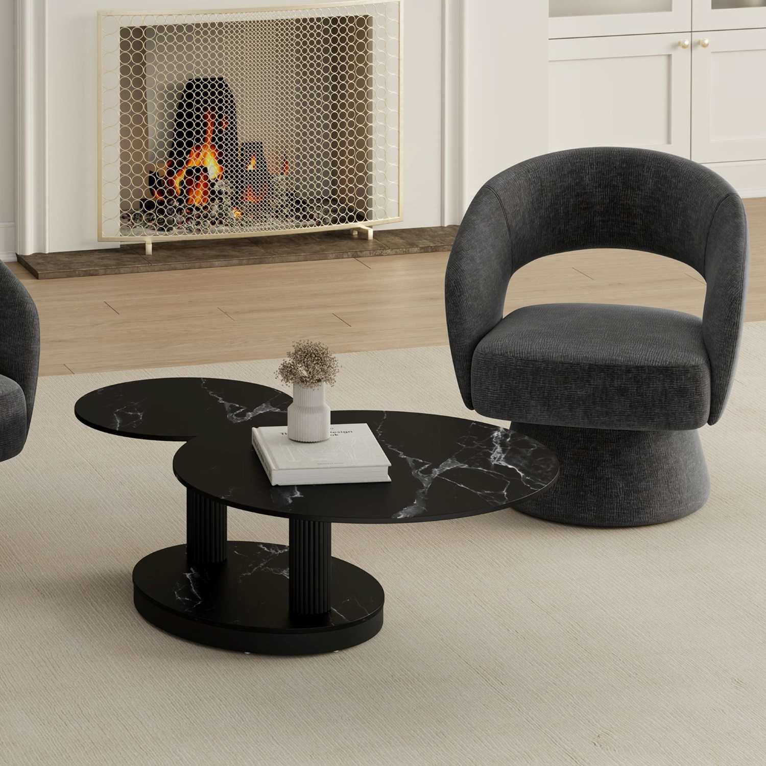 Elara Sintered Stone Black Coffee Table 301-198BK