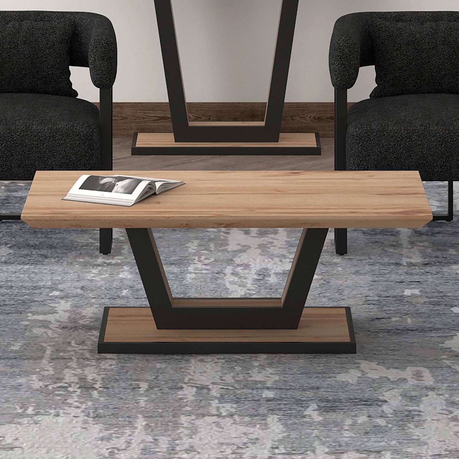 Forna Rectangular Coffee Table Natural & Black 301-161NAT