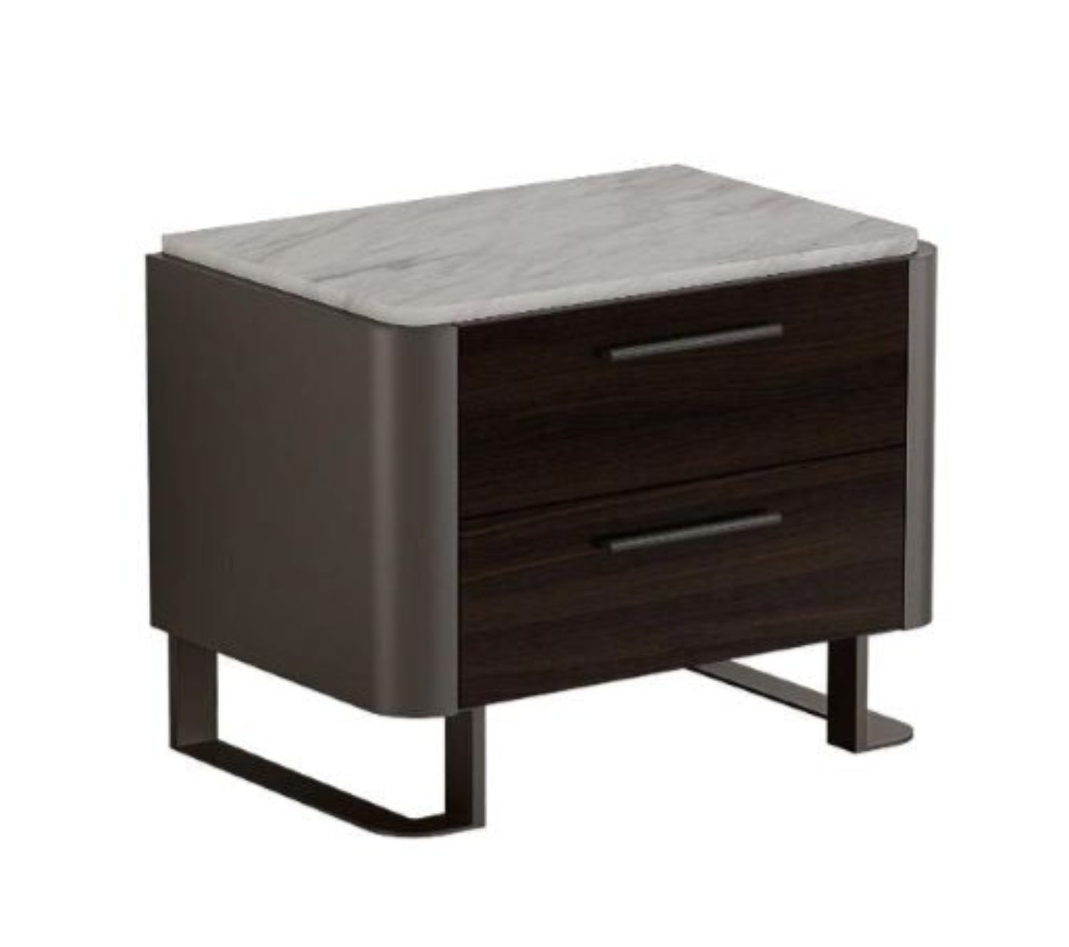 Germani Black Oak and Brown Metal Lacquer Night Stand 1801