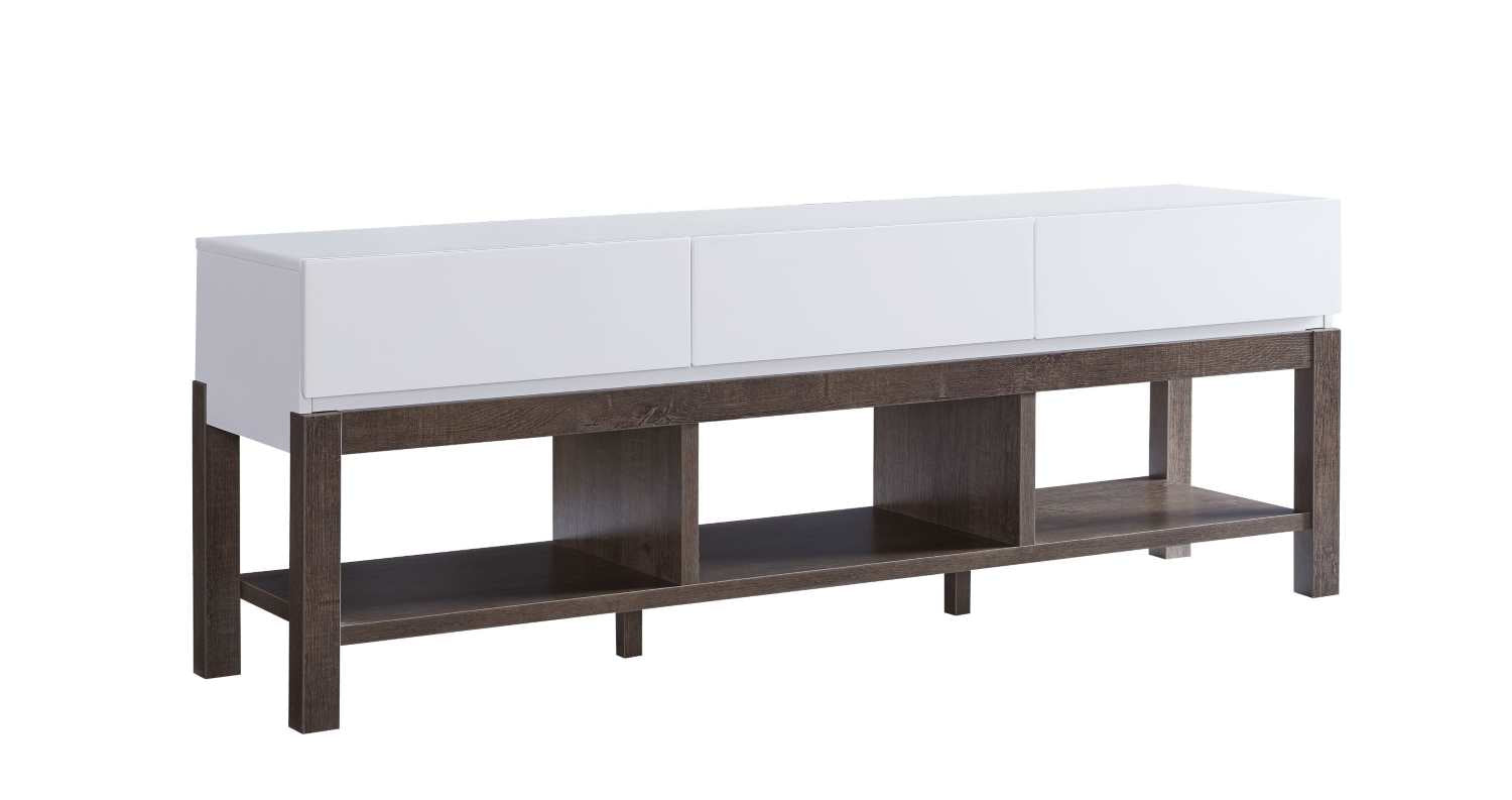 White/Walnut Oak 60" TV Stand 18050 ( OPEN BOX )