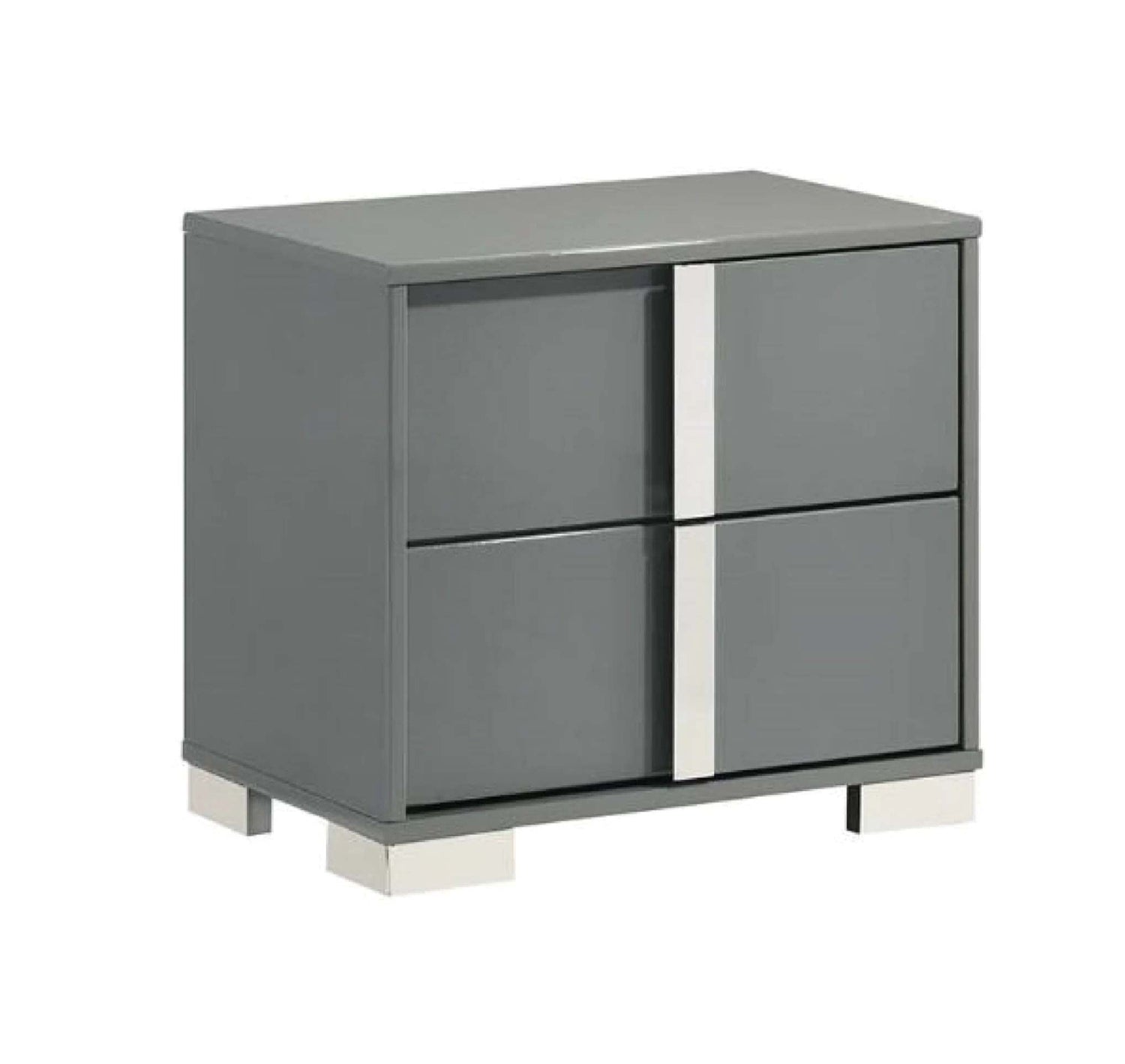 Grover High-gloss Grey 2 Drawer Night Stand 1771