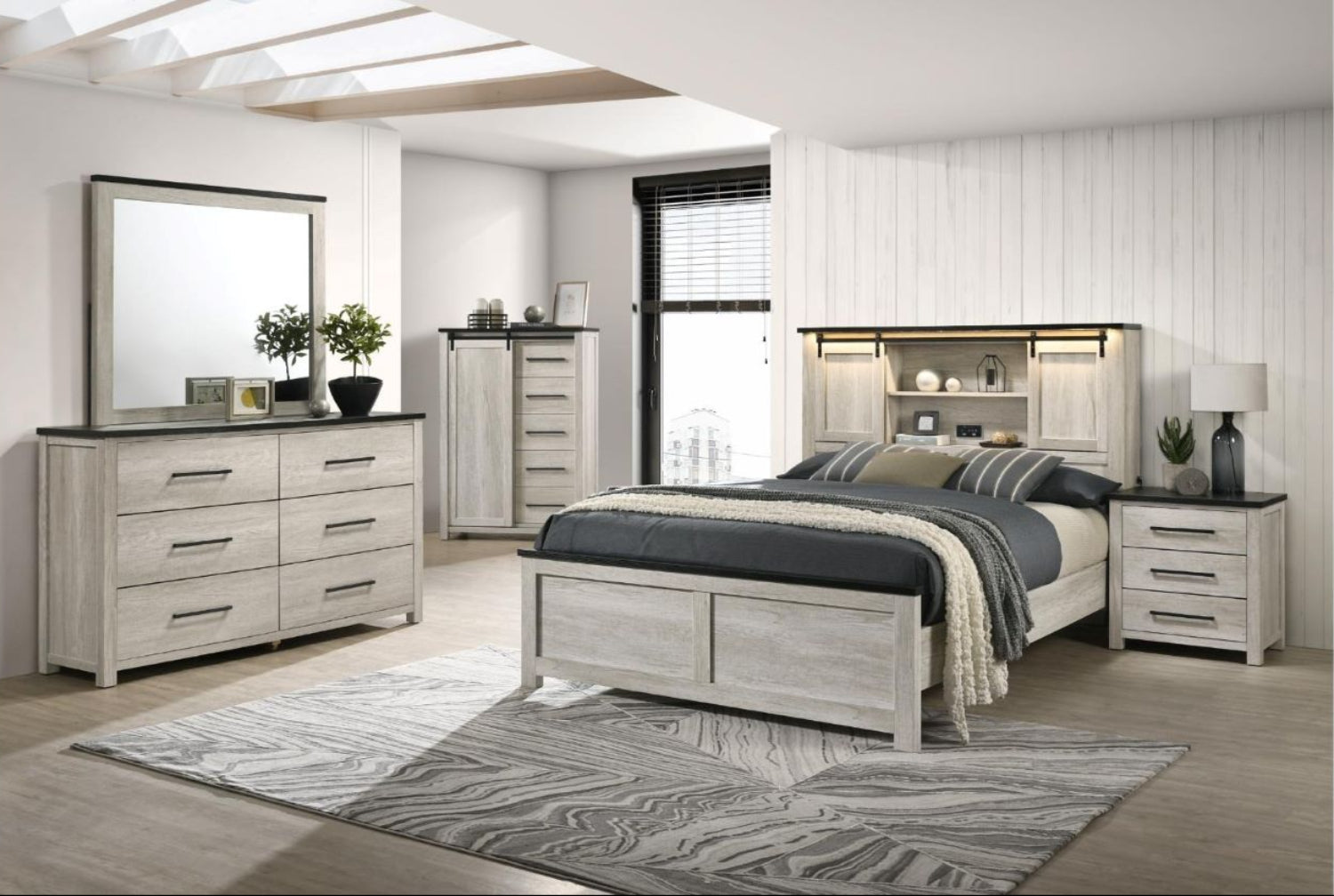 Heritage Wooden Night Stand White Wash 1811