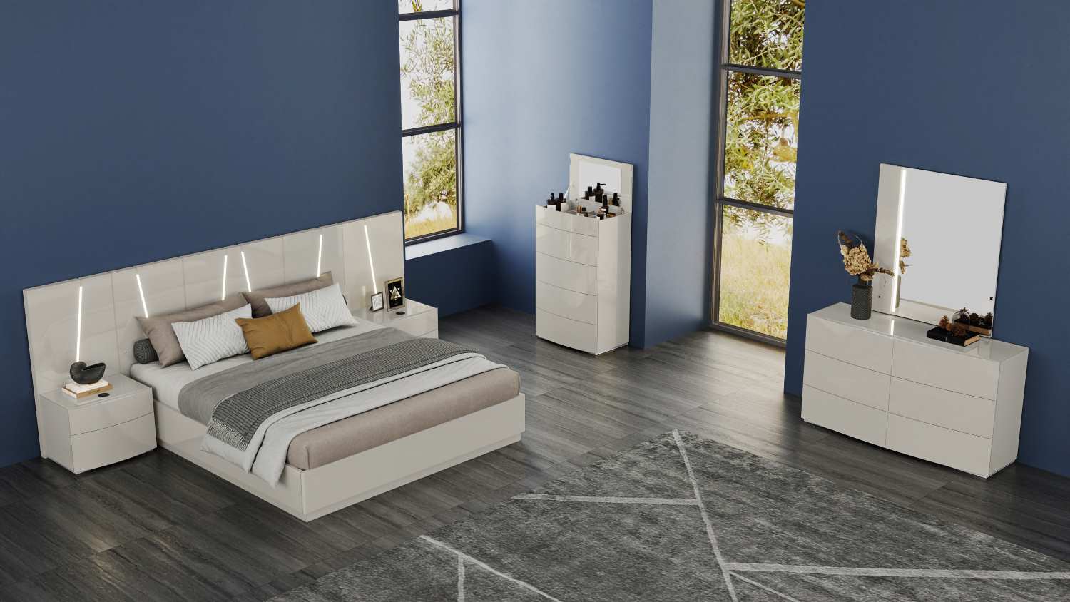 Jaice High Gloss Night Stand Lacquer Grey SB73NS