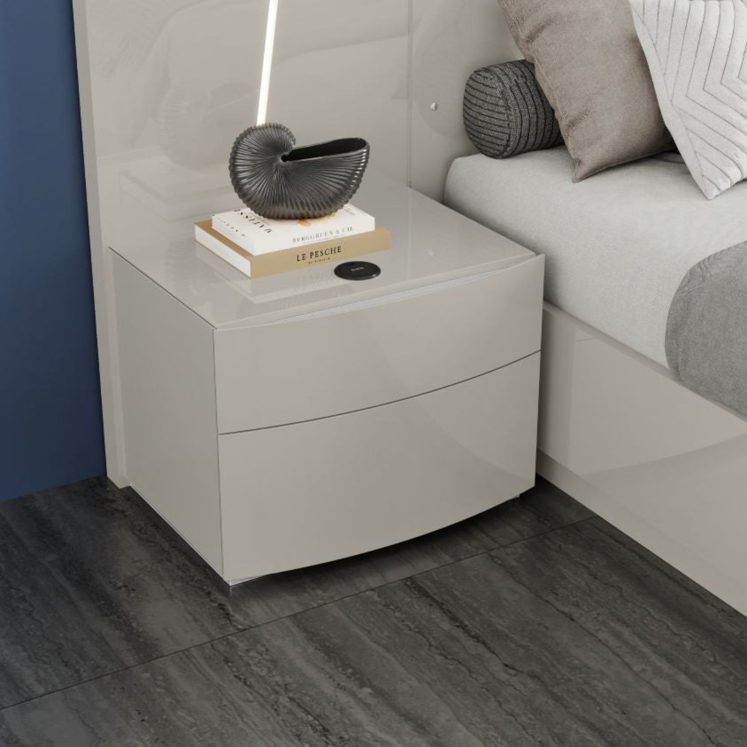 Jaice High Gloss Night Stand Lacquer Grey SB73NS