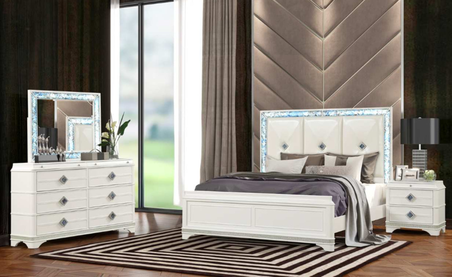 Laguna High-Gloss White Lacquer Finish Night Stand 1831