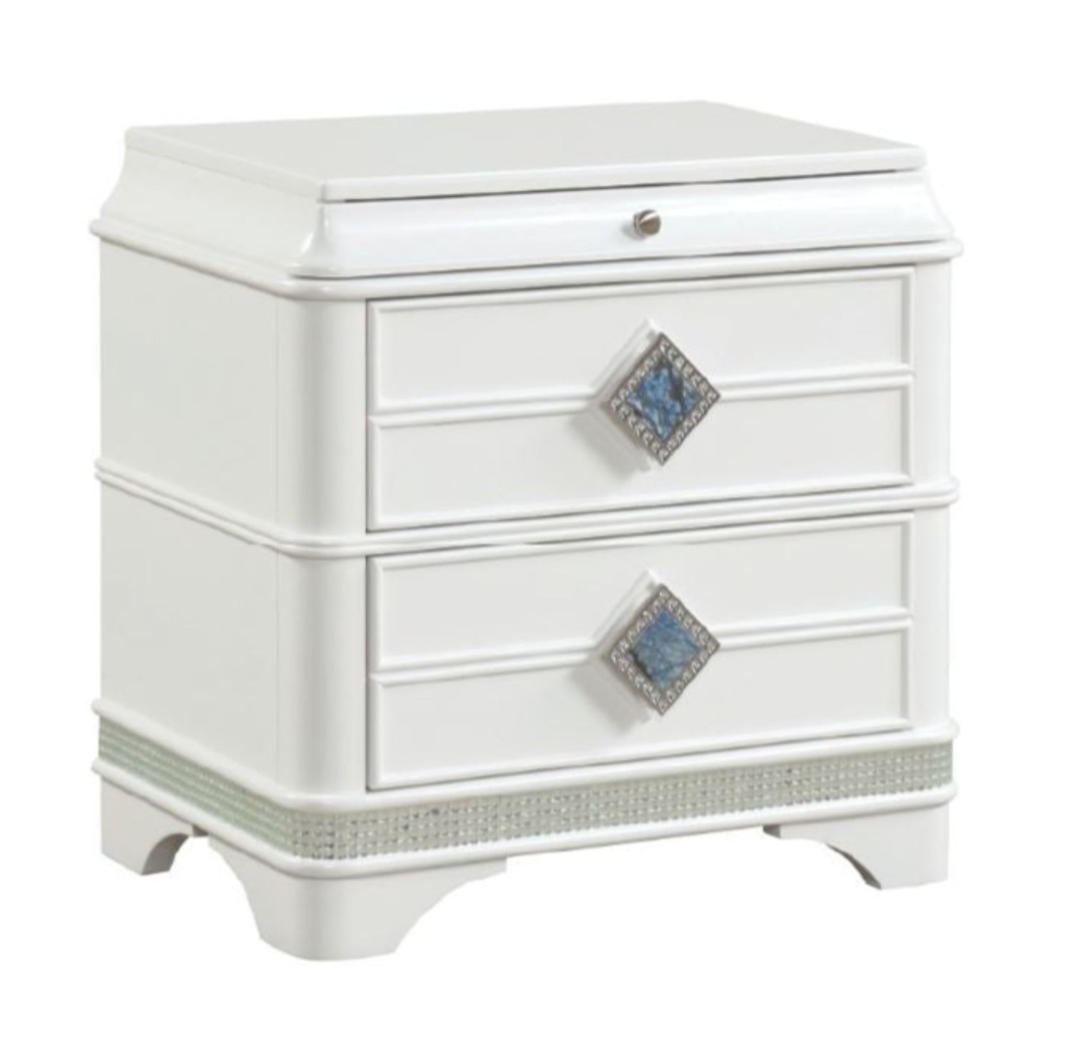 Laguna High-Gloss White Lacquer Finish Night Stand 1831
