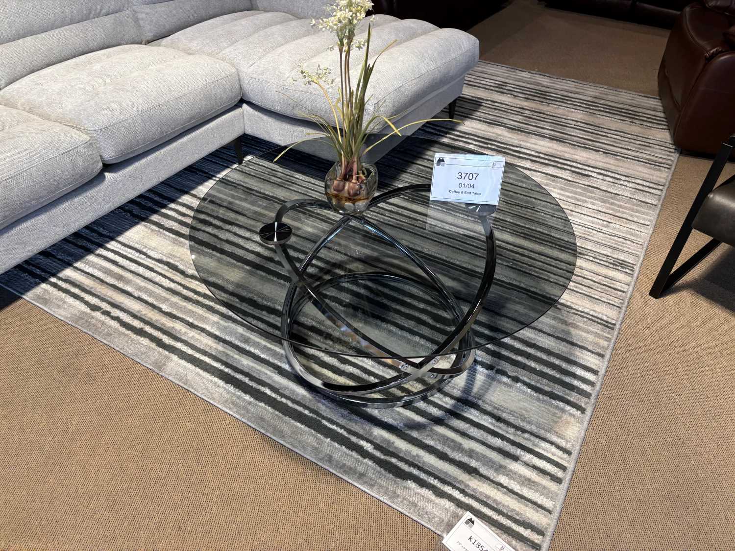 Marion Round Coffee Table with Glass Top & Chrome Base 3707