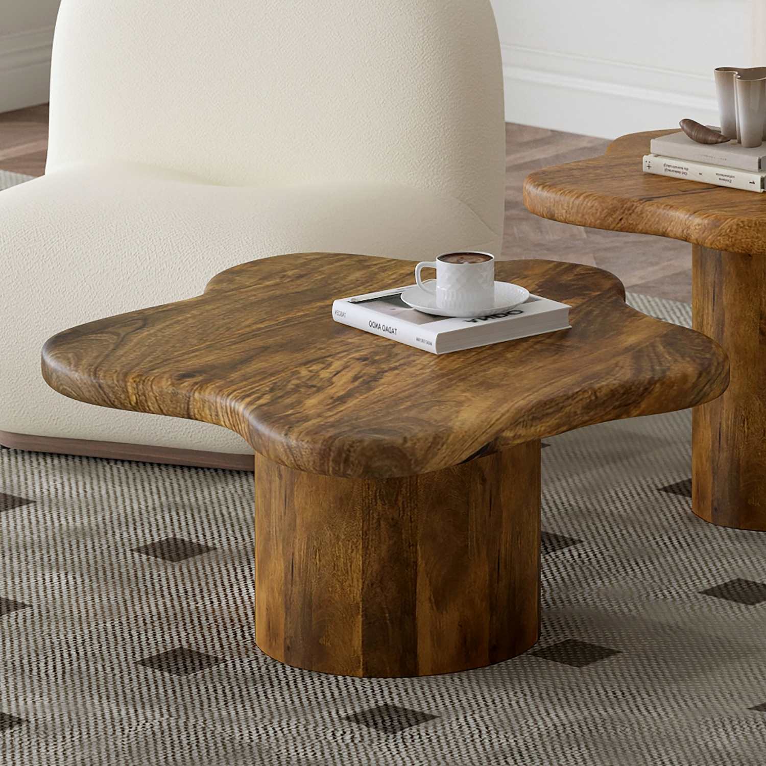 Mayal Wooden 2pc Coffee Table Set Walnut 303-149WAL