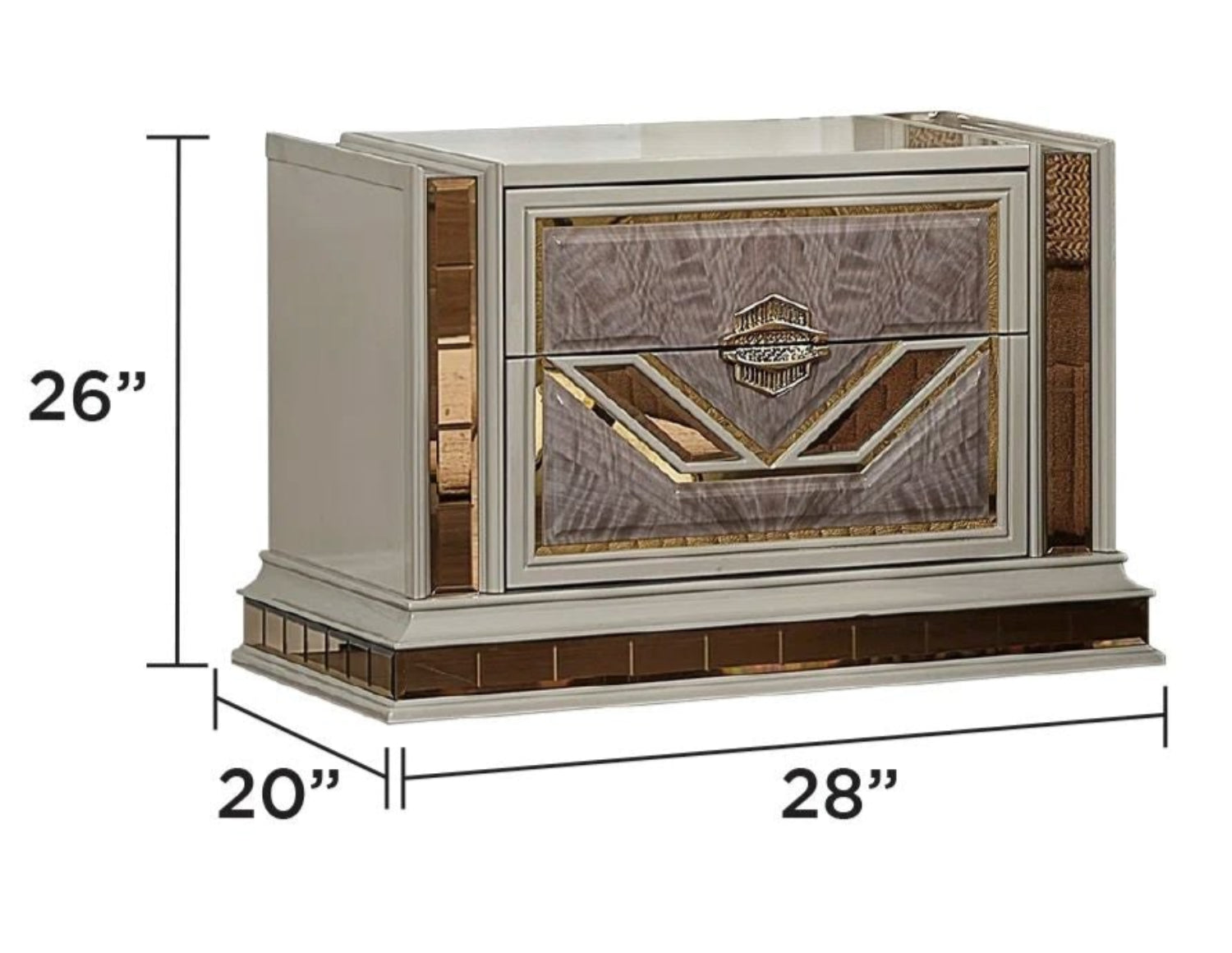 O'mari Beige Modern Night Stand with Gold Accent 1881