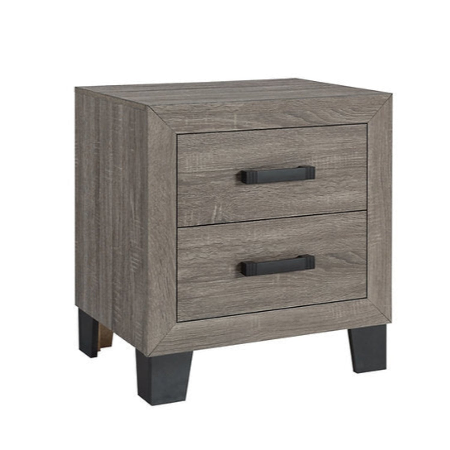 Olivia Taupe Wooden Night Stand with Black Legs
