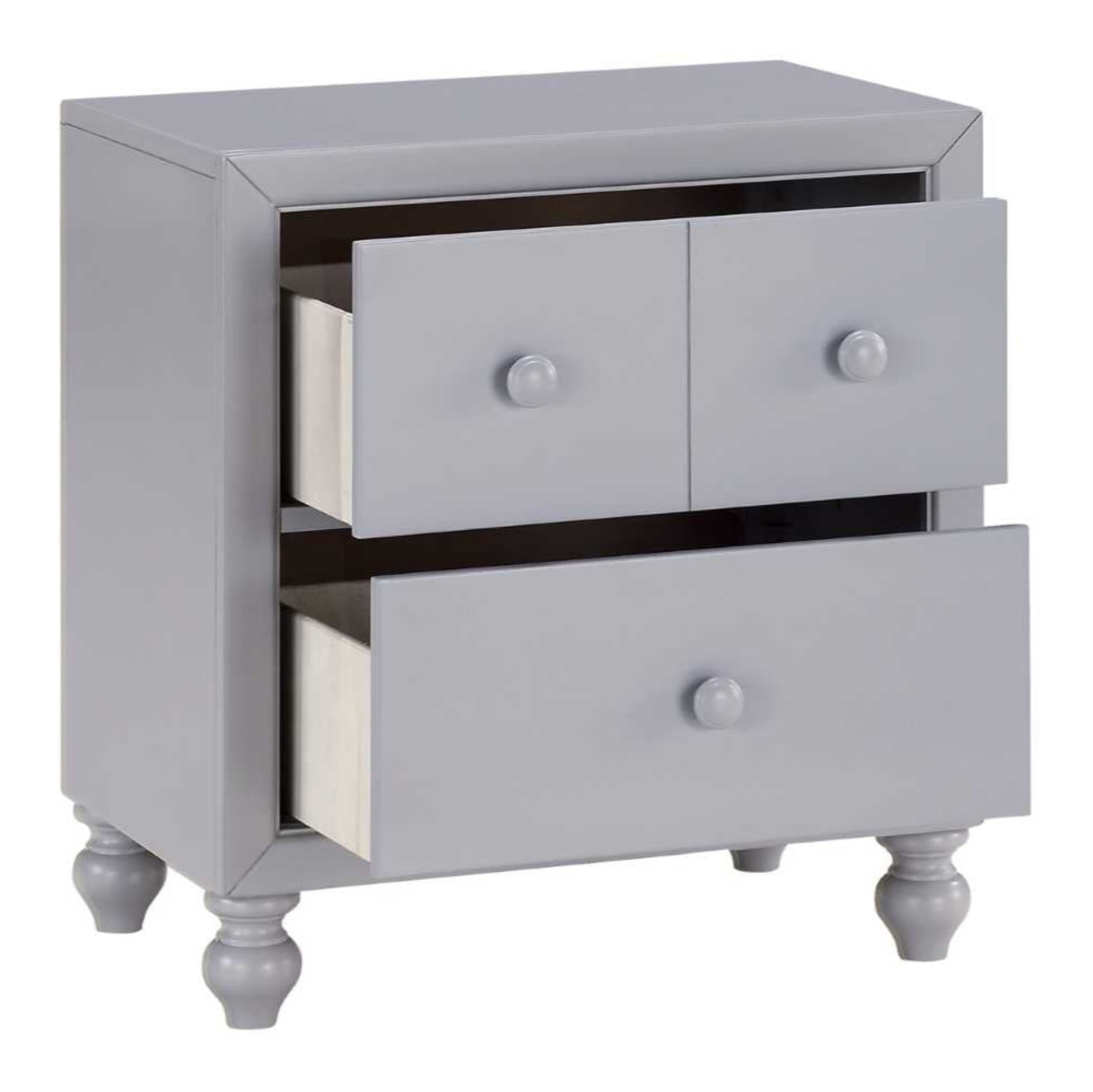Wellsummer Grey Wooden 2 Drawer Night Stand 1803