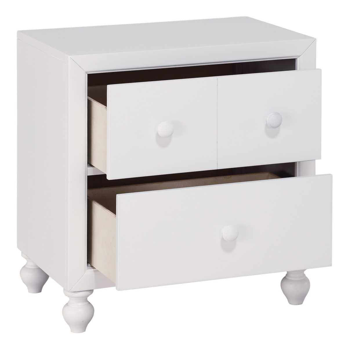 Wellsummer White Wooden 2 Drawer Night Stand 1803W