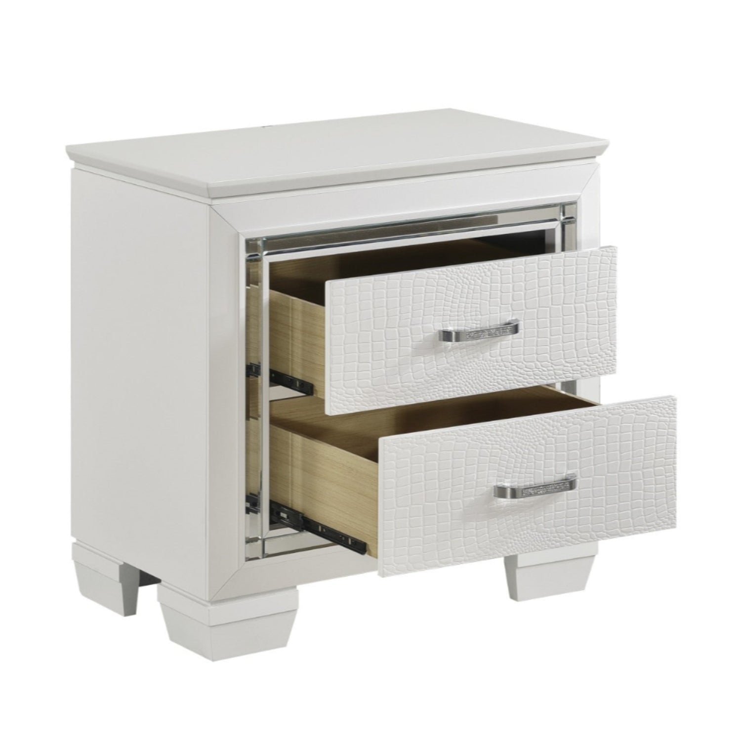 White Allura Wooden 2 Drawer Night Stand 1916W
