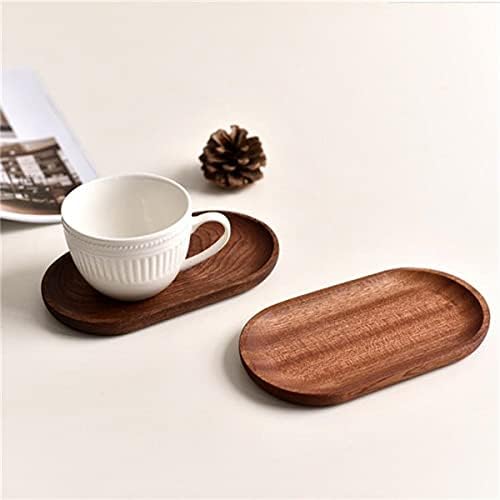 Set of 2 Mini Wooden Serving Trays, Oval Tableware