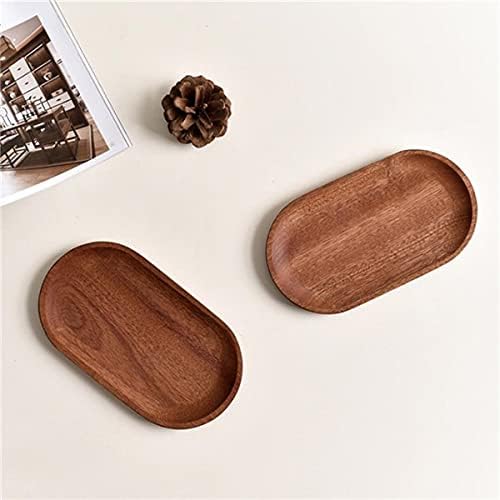 Set of 2 Mini Wooden Serving Trays, Oval Tableware