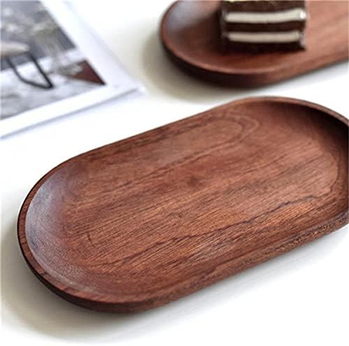Set of 2 Mini Wooden Serving Trays, Oval Tableware