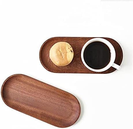 Set of 2 Mini Wooden Serving Trays, Oval Tableware