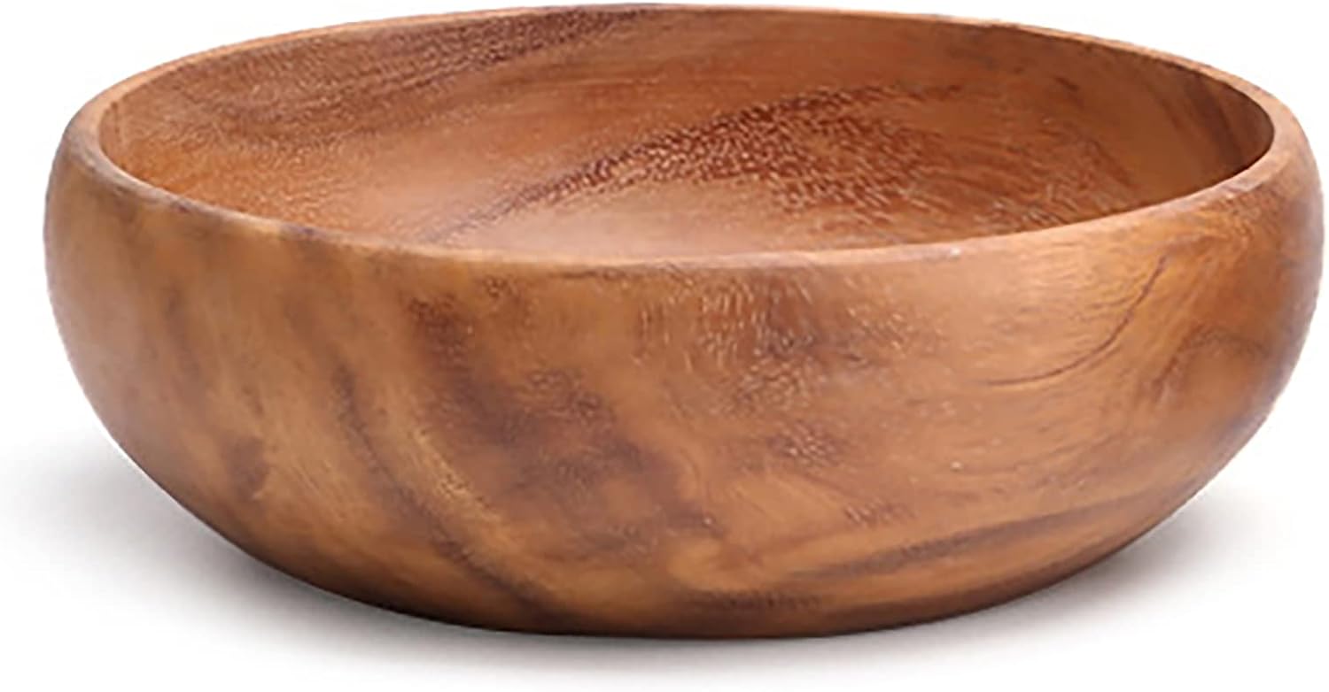Oversized Handmade Acacia Wood Salad Bowl, 20x7.5 cm