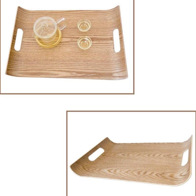 Square Wooden Serving Tray with Handles, 36x25x3cm