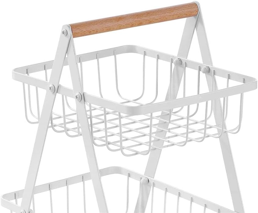 White 2-Tier Wire Kitchen Storage Rack, 27x18x29cm