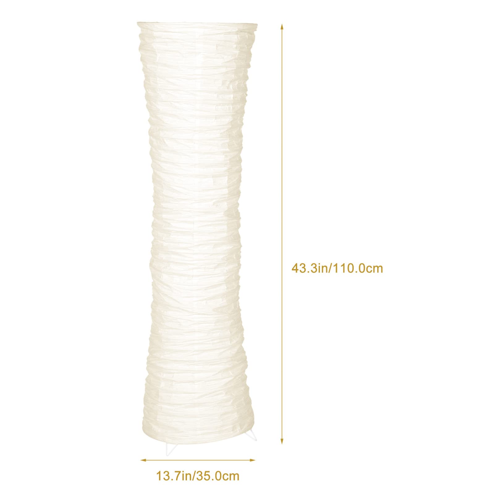 43 in Fabric and Paper Floor Lamp Shade, White and Beige