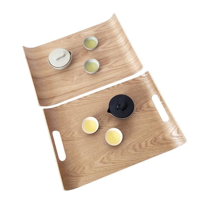Square Wooden Serving Tray with Handles, 36x25x3cm