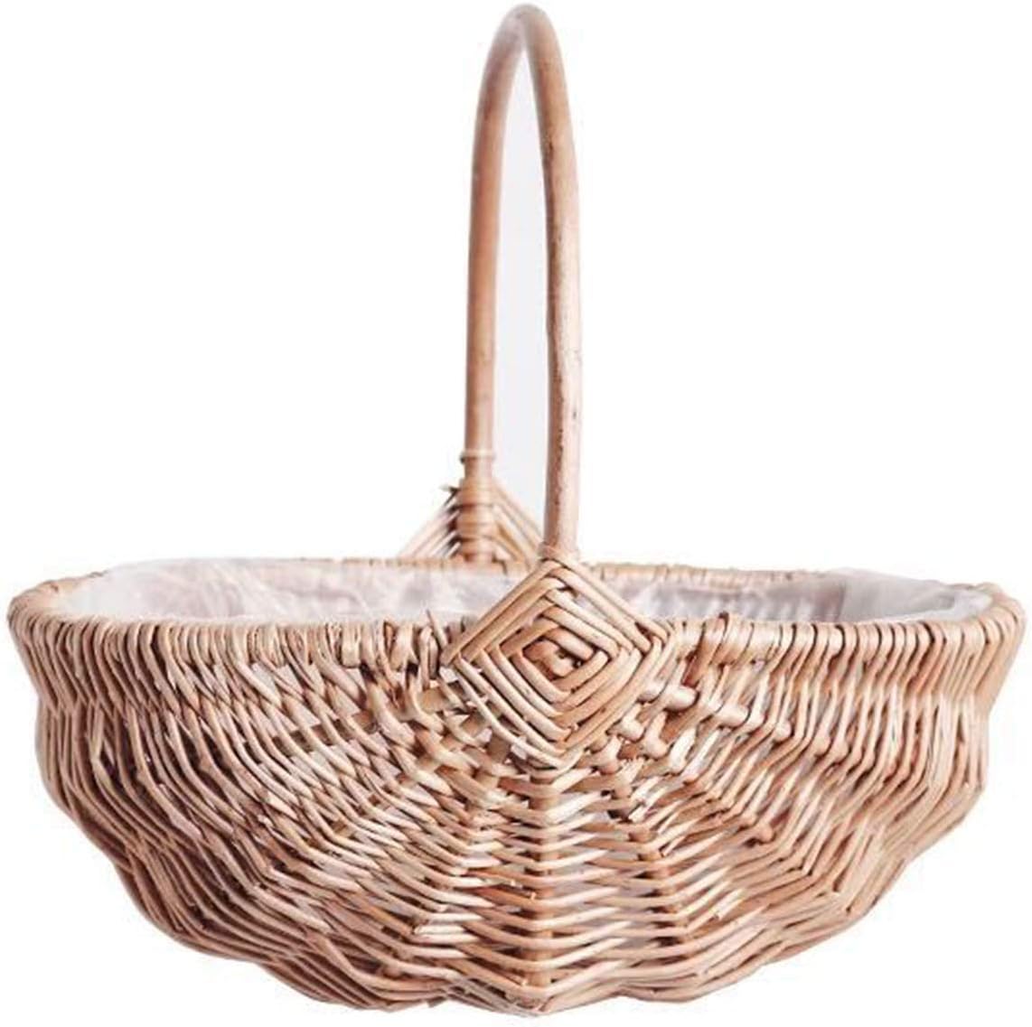 Rattan Wicker Flower Basket with Handle and Liner