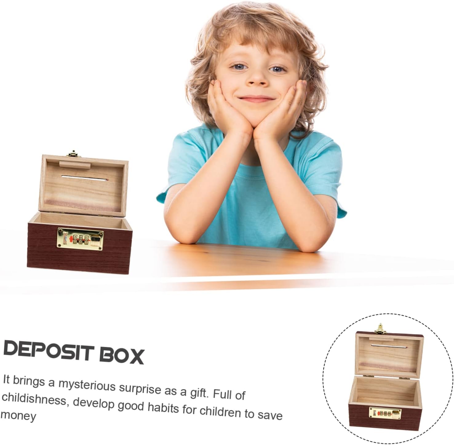 Vintage Wooden Treasure Chest Storage Box with Lock