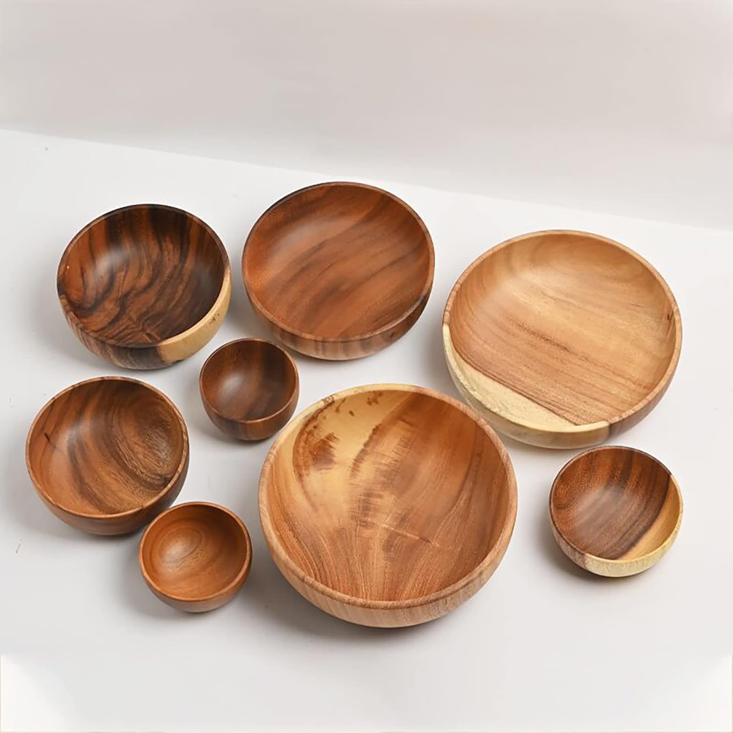 Oversized Handmade Acacia Wood Salad Bowl, 20x7.5 cm