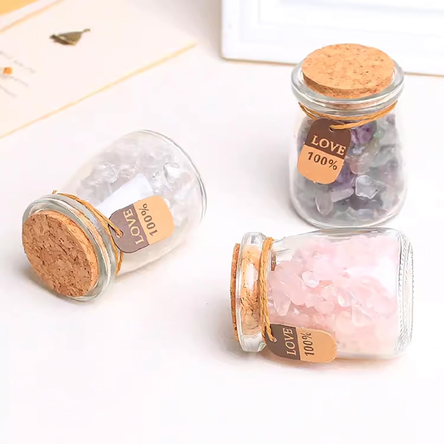 Set of 4 Clear Glass Bottles with Cork Stoppers, 100ml