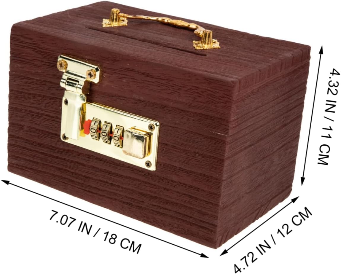 Vintage Wooden Treasure Chest Storage Box with Lock