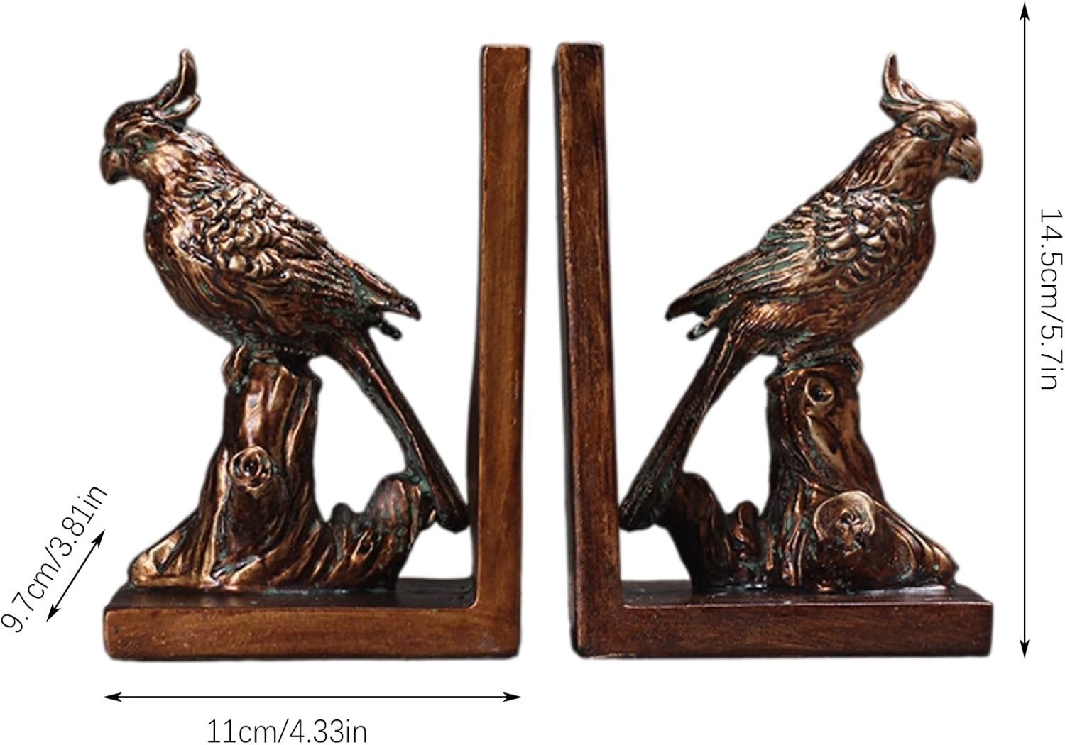 Pair of American Parrot Decorative Resin Bookends for Desktop