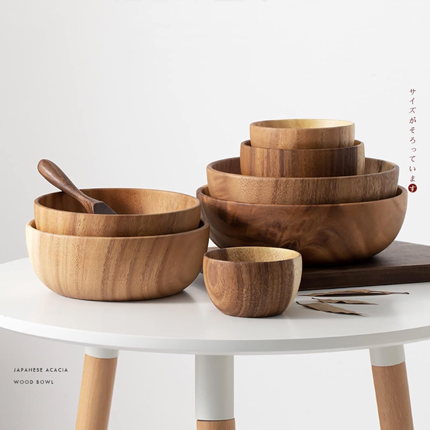 Oversized Handmade Acacia Wood Salad Bowl, 20x7.5 cm