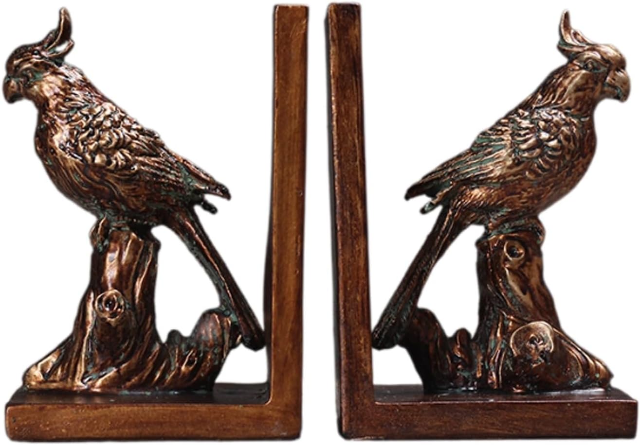 Pair of American Parrot Decorative Resin Bookends for Desktop