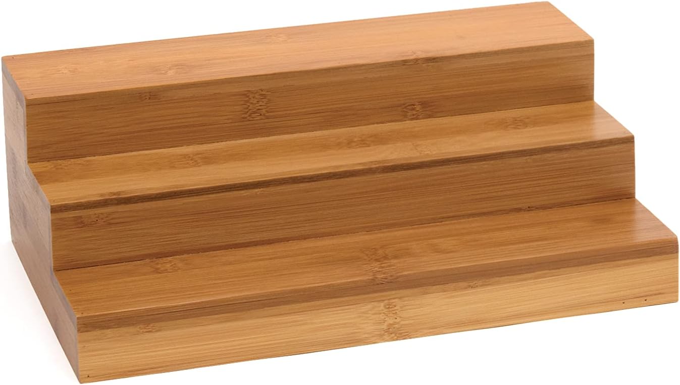 Bamboo 3-Tier Expandable Step Shelf Kitchen Organizer