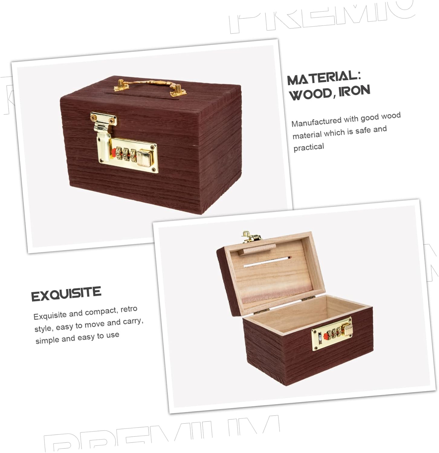 Vintage Wooden Treasure Chest Storage Box with Lock