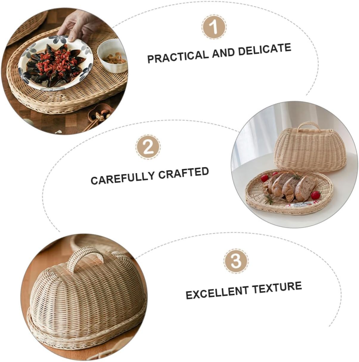 Rattan Food Cover and Cheese Tray for Kitchen or Fruit Storage