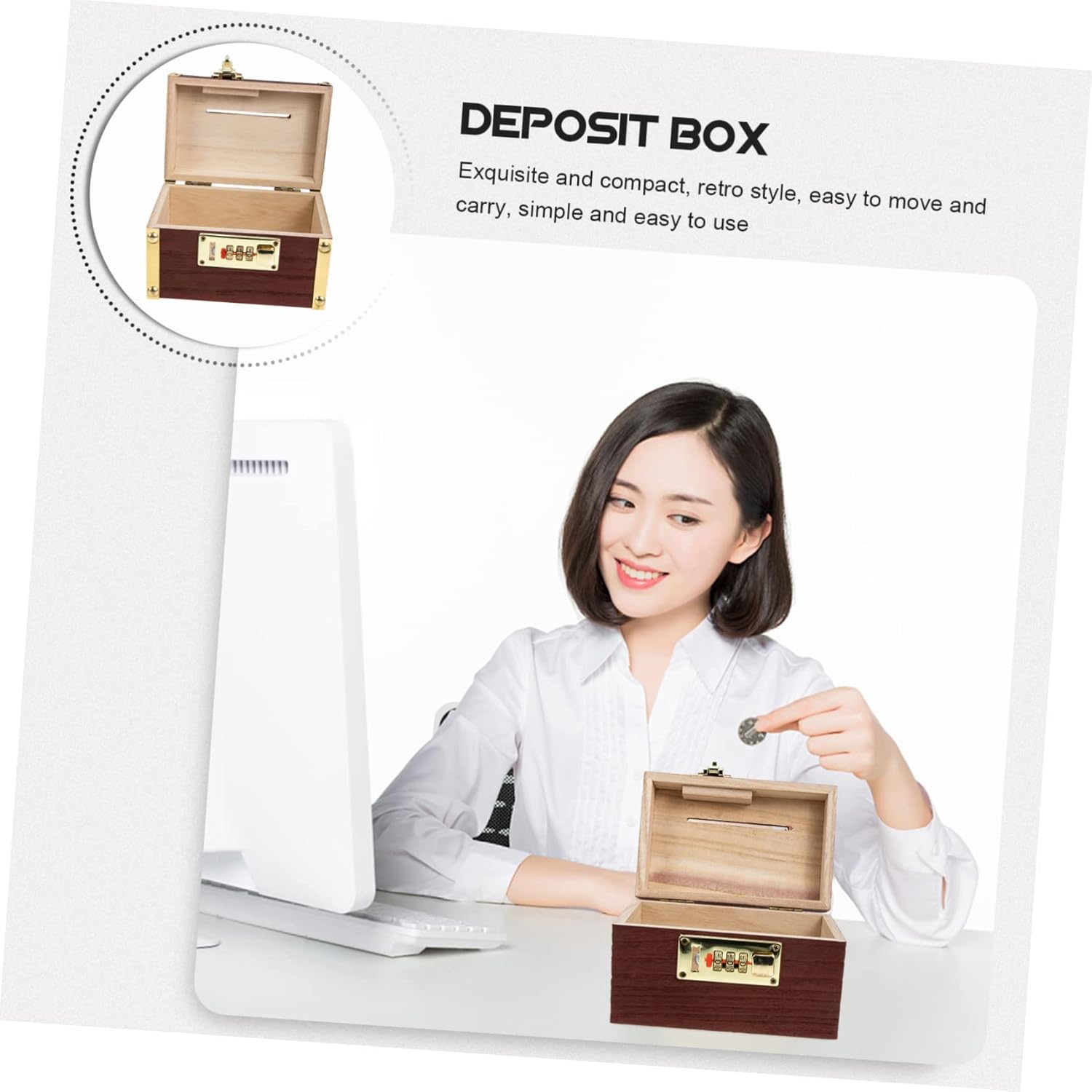 Vintage Wooden Treasure Chest Storage Box with Lock