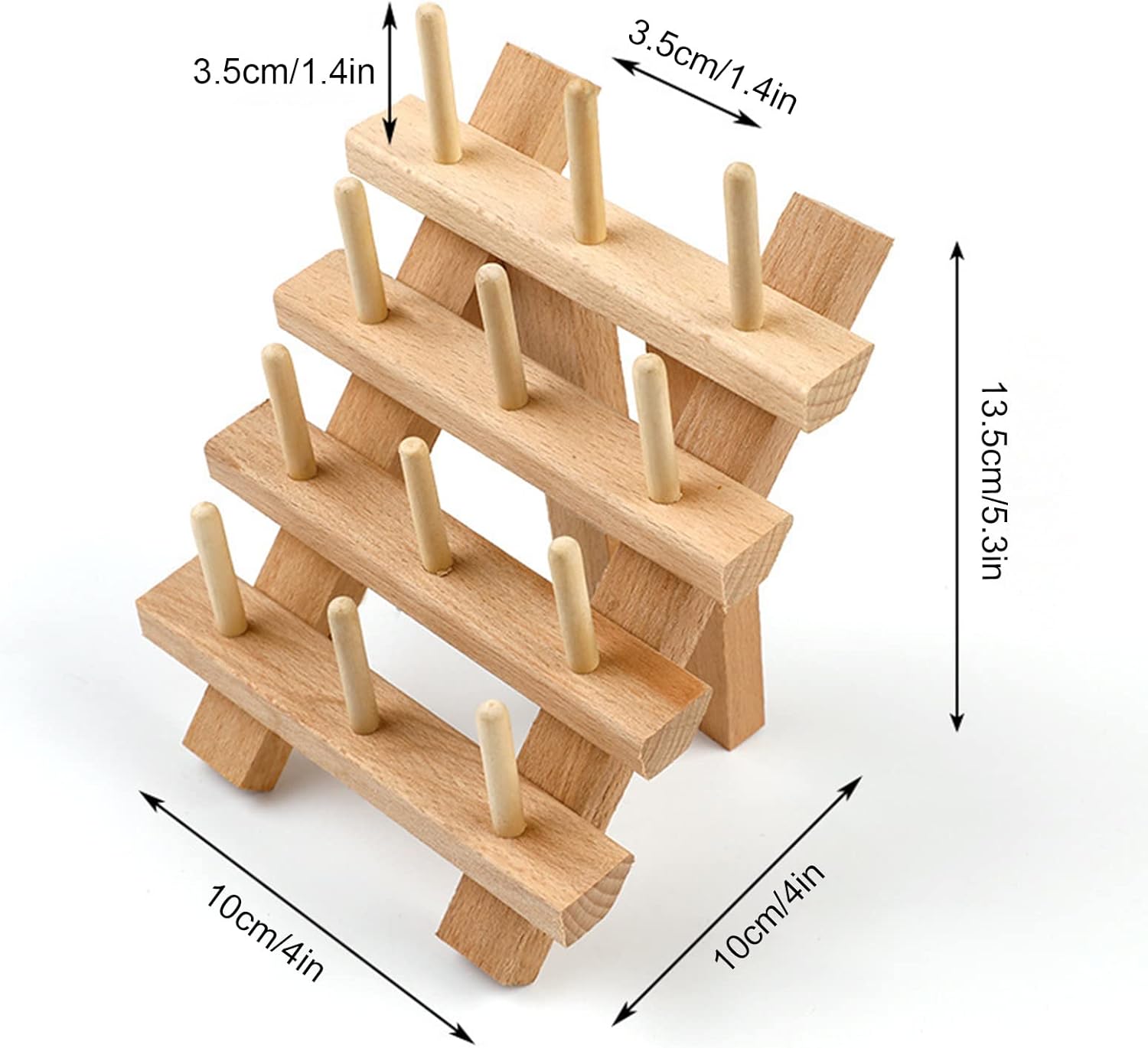 Wooden Thread Spool Holder Rack for 12 Spools, Foldable