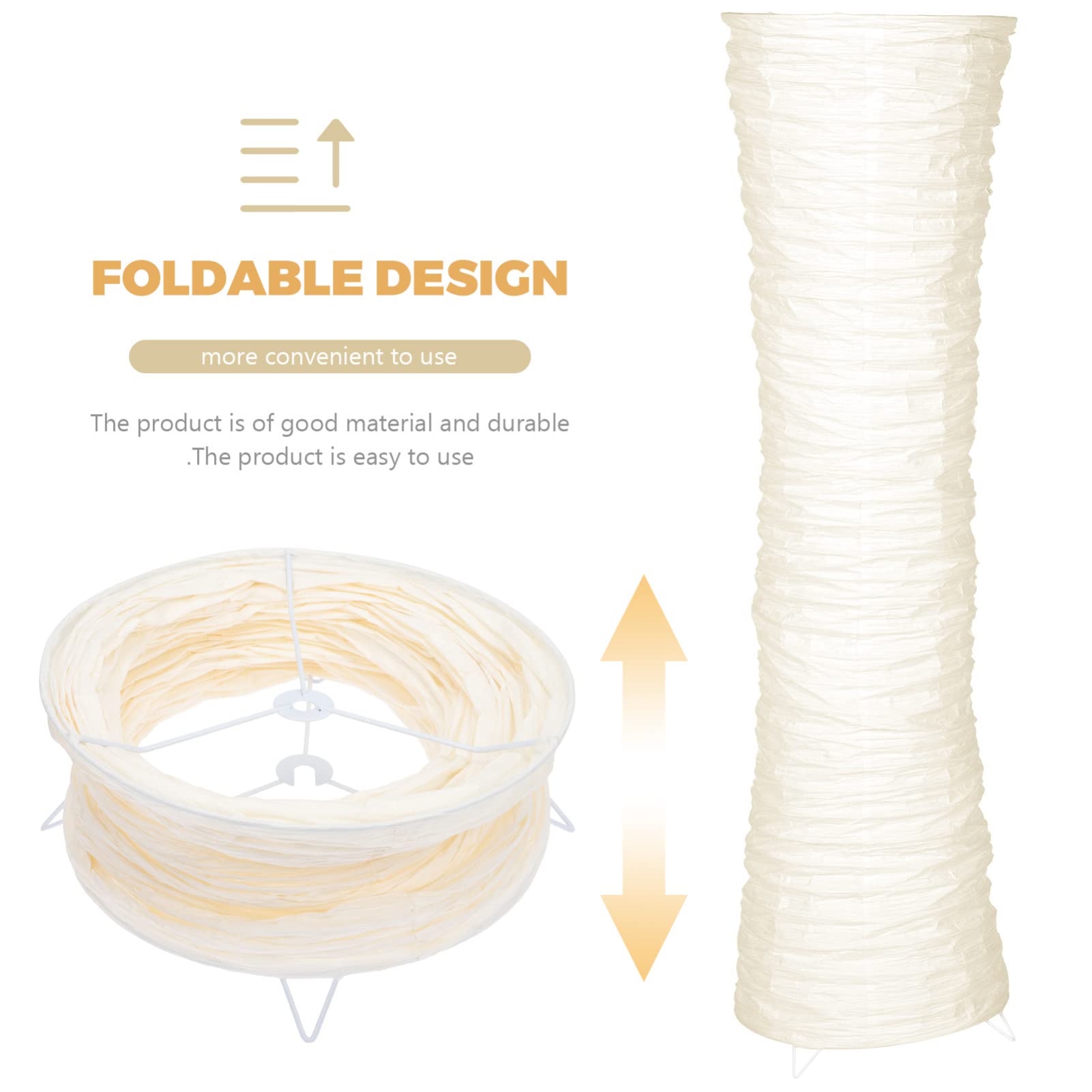 43 in Fabric and Paper Floor Lamp Shade, White and Beige