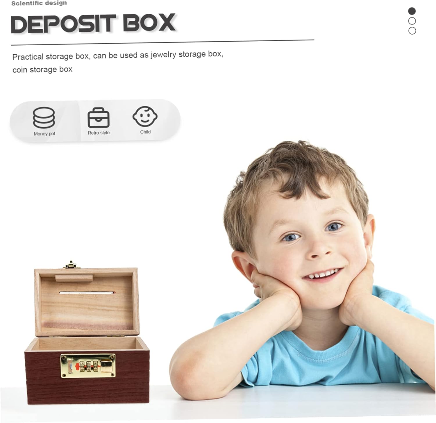 Vintage Wooden Treasure Chest Storage Box with Lock