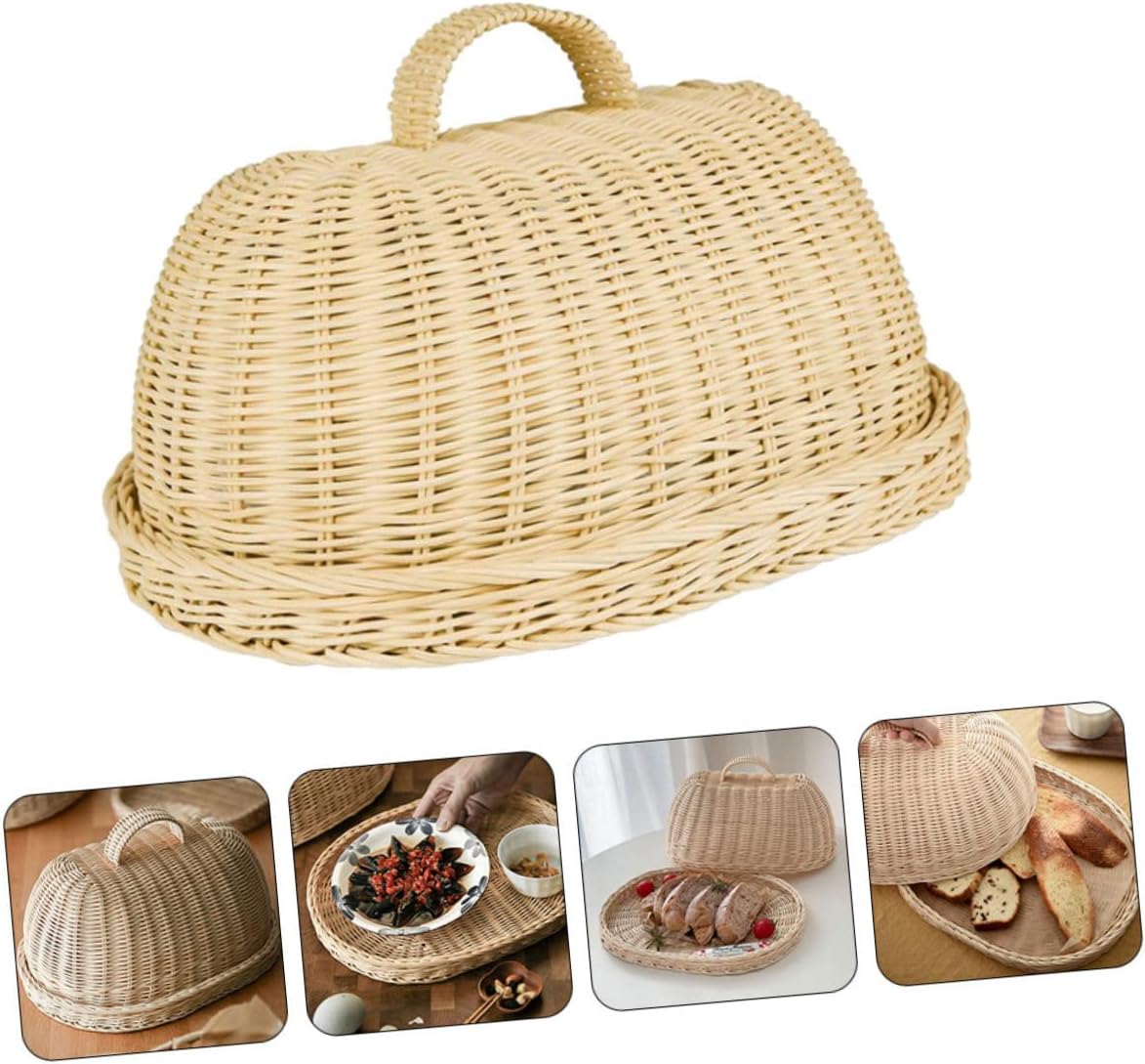 Rattan Food Cover and Cheese Tray for Kitchen or Fruit Storage