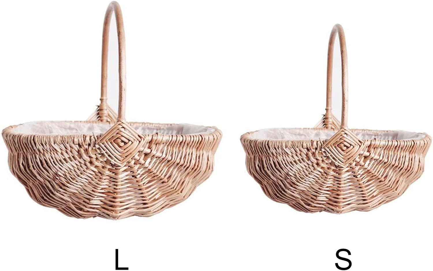 Rattan Wicker Flower Basket with Handle and Liner