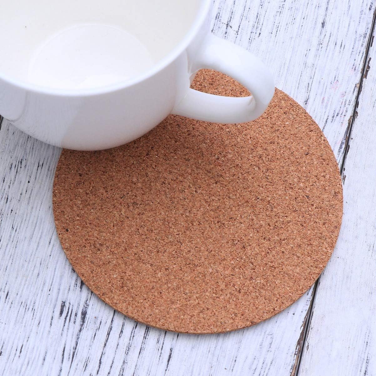 Set of 12 Round Cork Coasters for Cups, Reusable Absorbent