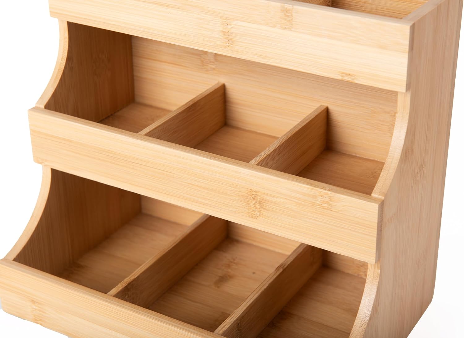 Vertical Bamboo Tea Organizer for 180 Tea Bags, Wooden Storage Box