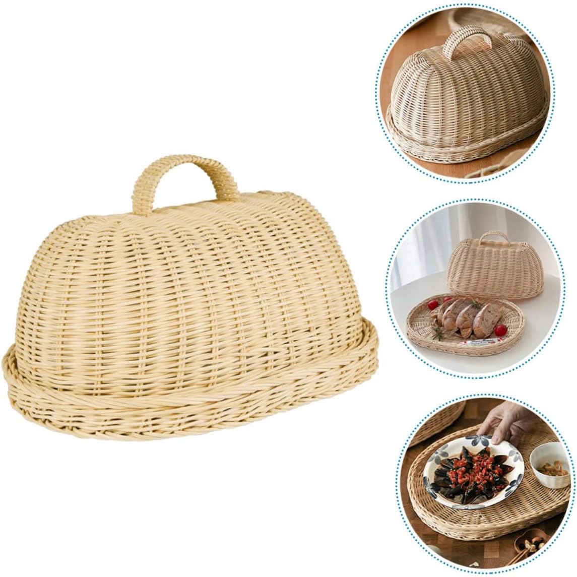 Rattan Food Cover and Cheese Tray for Kitchen or Fruit Storage