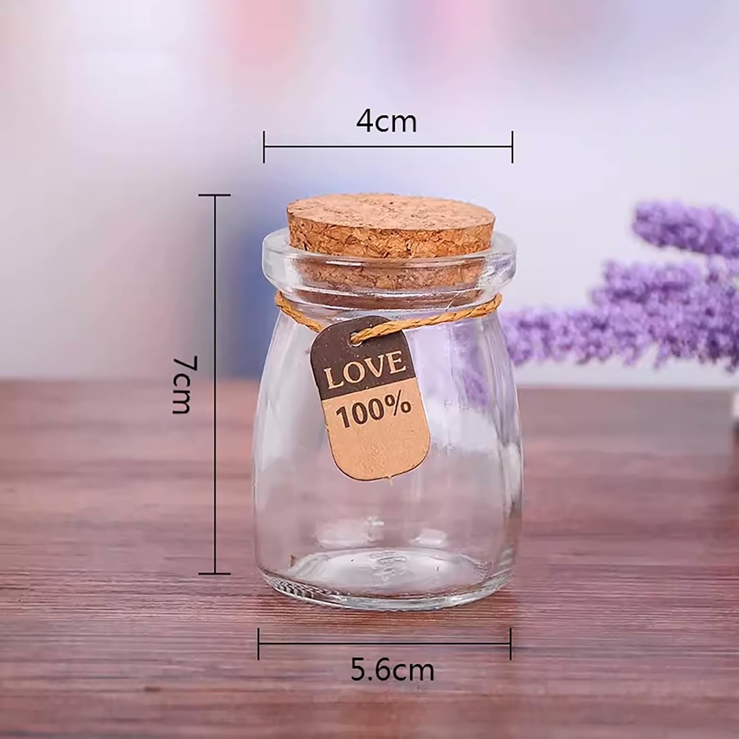 Set of 4 Clear Glass Bottles with Cork Stoppers, 100ml