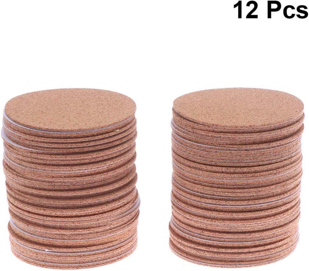 Set of 12 Round Cork Coasters for Cups, Reusable Absorbent